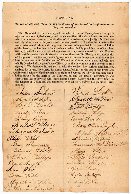 Anti-slavery petition despite “The Gag Rule,” (1830s)