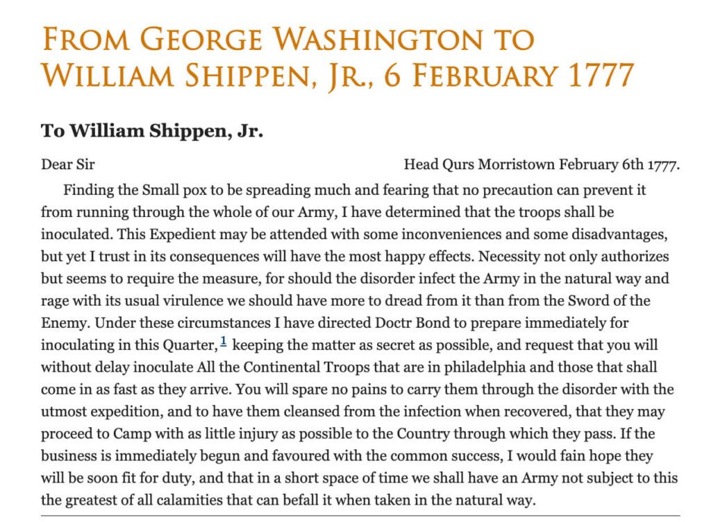 From George Washington to William Shippen, Jr. (1777)