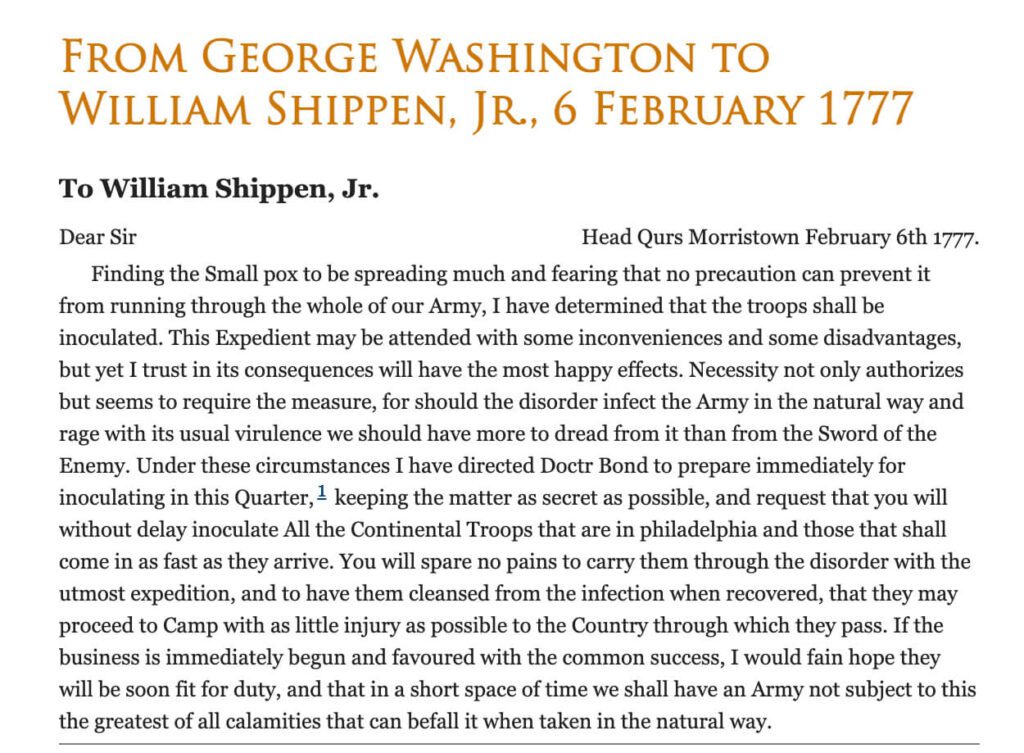 From George Washington to William Shippen, Jr. (1777)