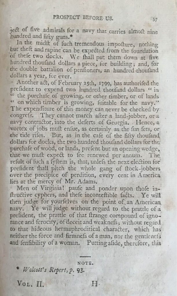 James Calendar Pamphlet, Prospect Before Us, 1800-1801