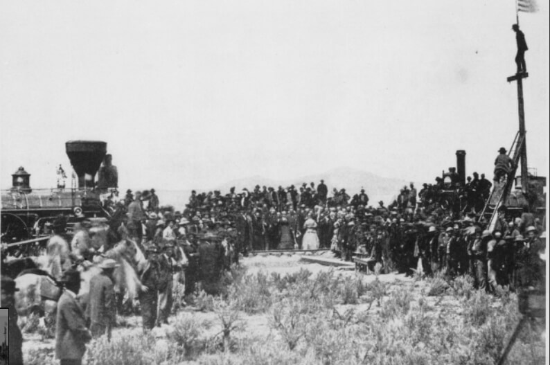Joining the Tracks for the First Transcontinental Railroad, Promontory, Utah, Terr. (1869)