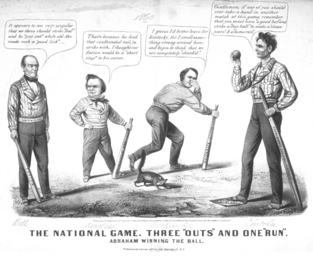Louis Maurer, “The National Game. Three 'Outs' and One 'Run' (Abraham winning the Ball).,” 1860