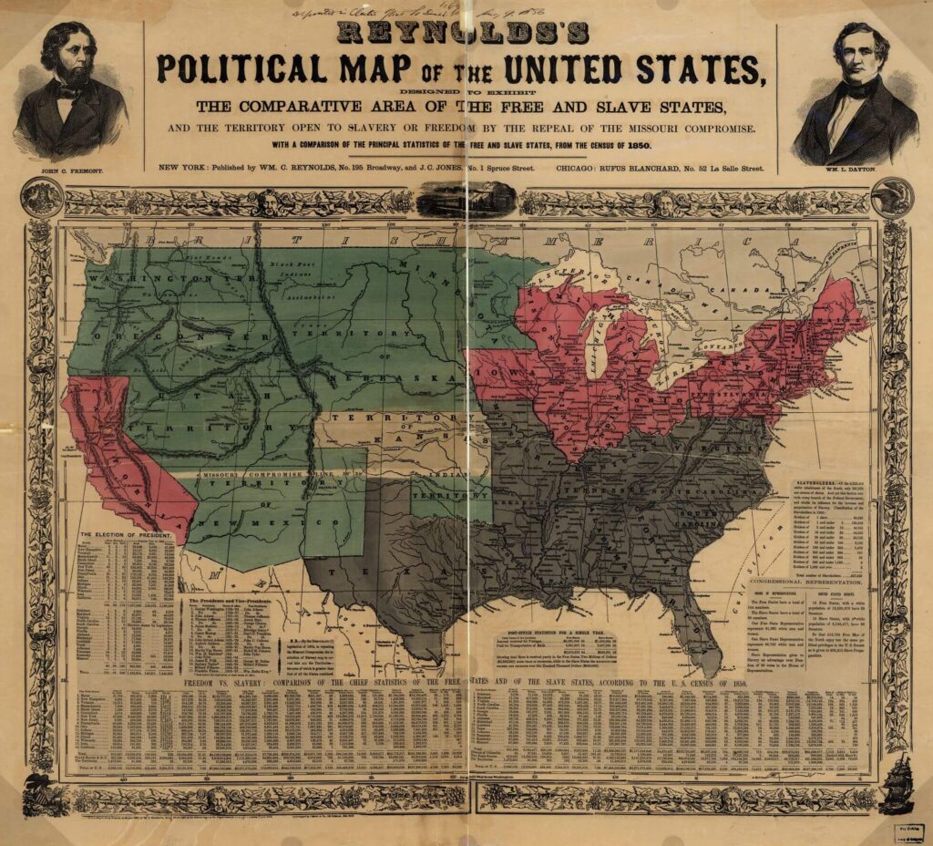Political Map of the United States in 1850