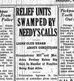 “Relief units swamped by needy’s calls” (1932)