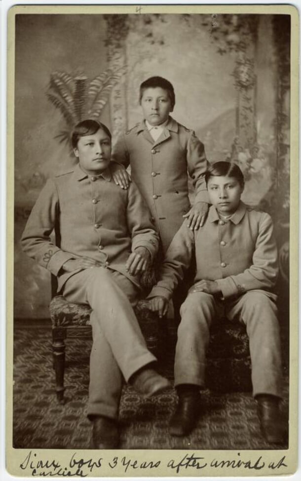 Before and After Photos of Children enrolled in Carlilse Residential Indian School, 1890s